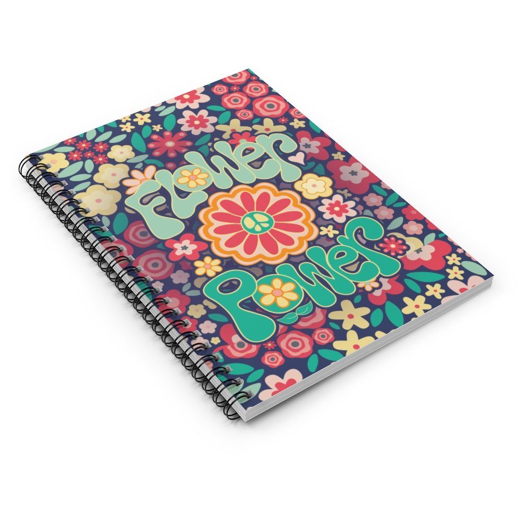 Flower Power - Spiral Notebook - Ruled Line Paper products Printify 