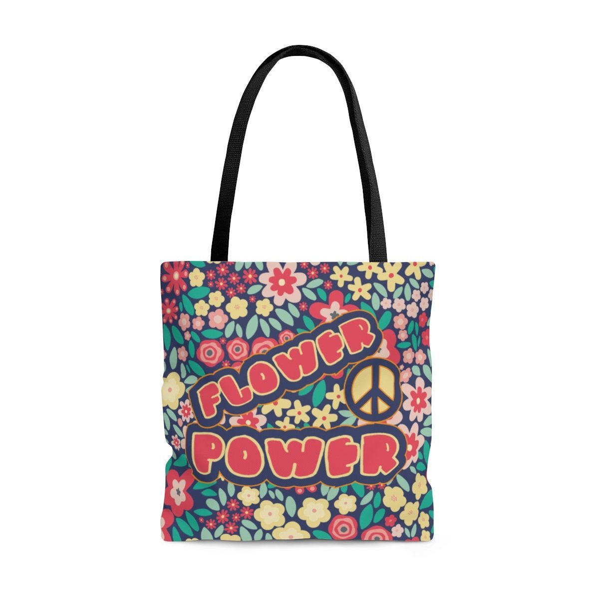 Flower Power AOP Tote Bag Bags Printify Large 