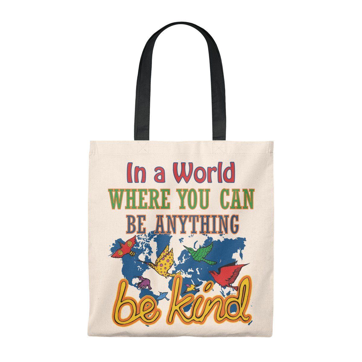 Be Kind Tote Bag Bags Printify Black 