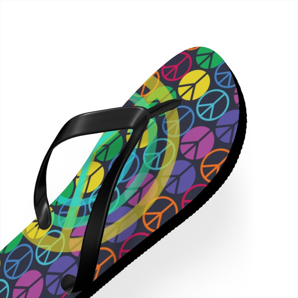 Peace Sign Pattern Unisex Flip Flops Shoes Printify 