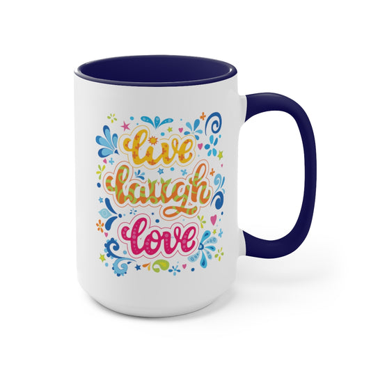 Live Laugh Love Two-Tone Coffee Mugs, 15oz