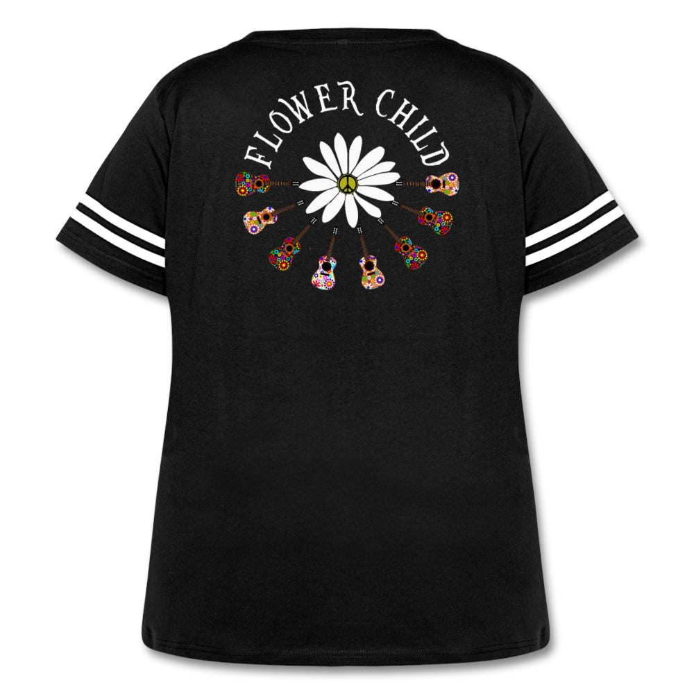 FLOWER CHILD - WOMEN'S CURVY VINTAGE SPORT T-SHIRT Women's Curvy Vintage Sport T-Shirt | LAT Apparel 3837 SPOD black 1 (14-16) 