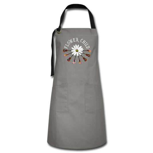 Flower Child - Artisan Apron - gray/black