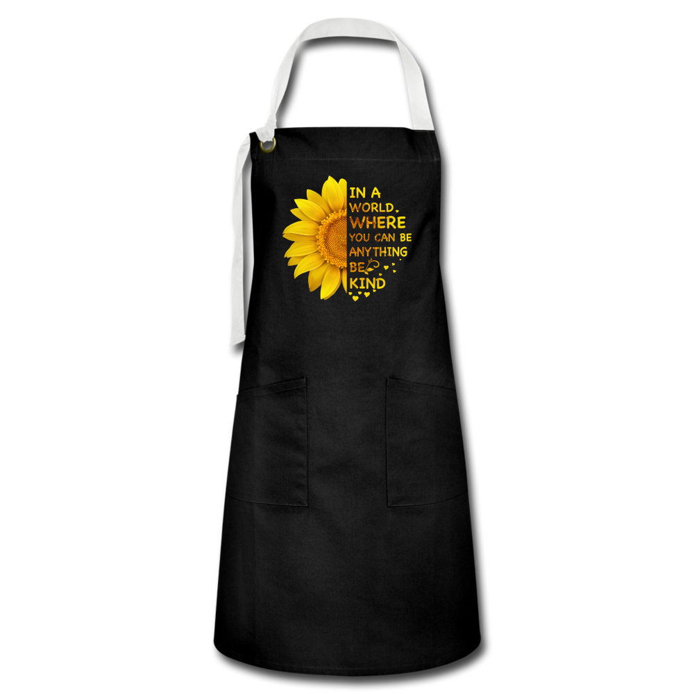 Be Kind- Sunflower- Artisan Apron - black/white