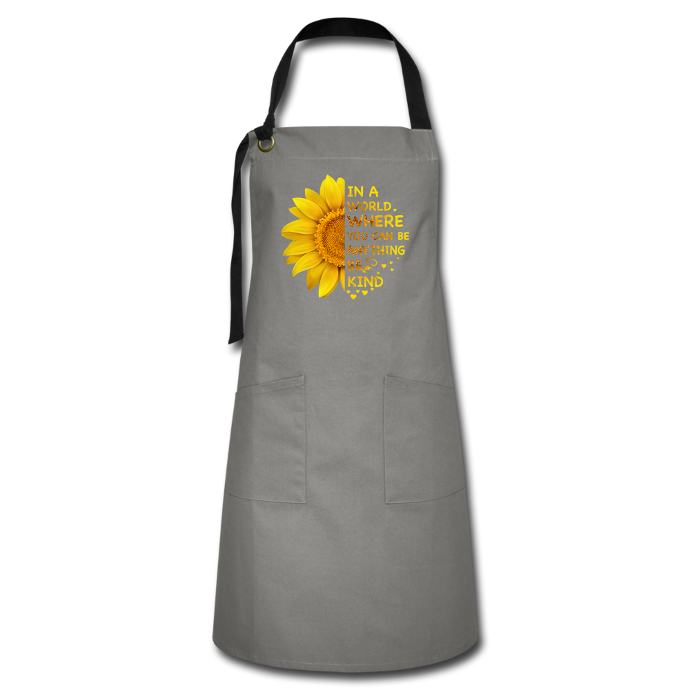Be Kind- Sunflower- Artisan Apron - gray/black
