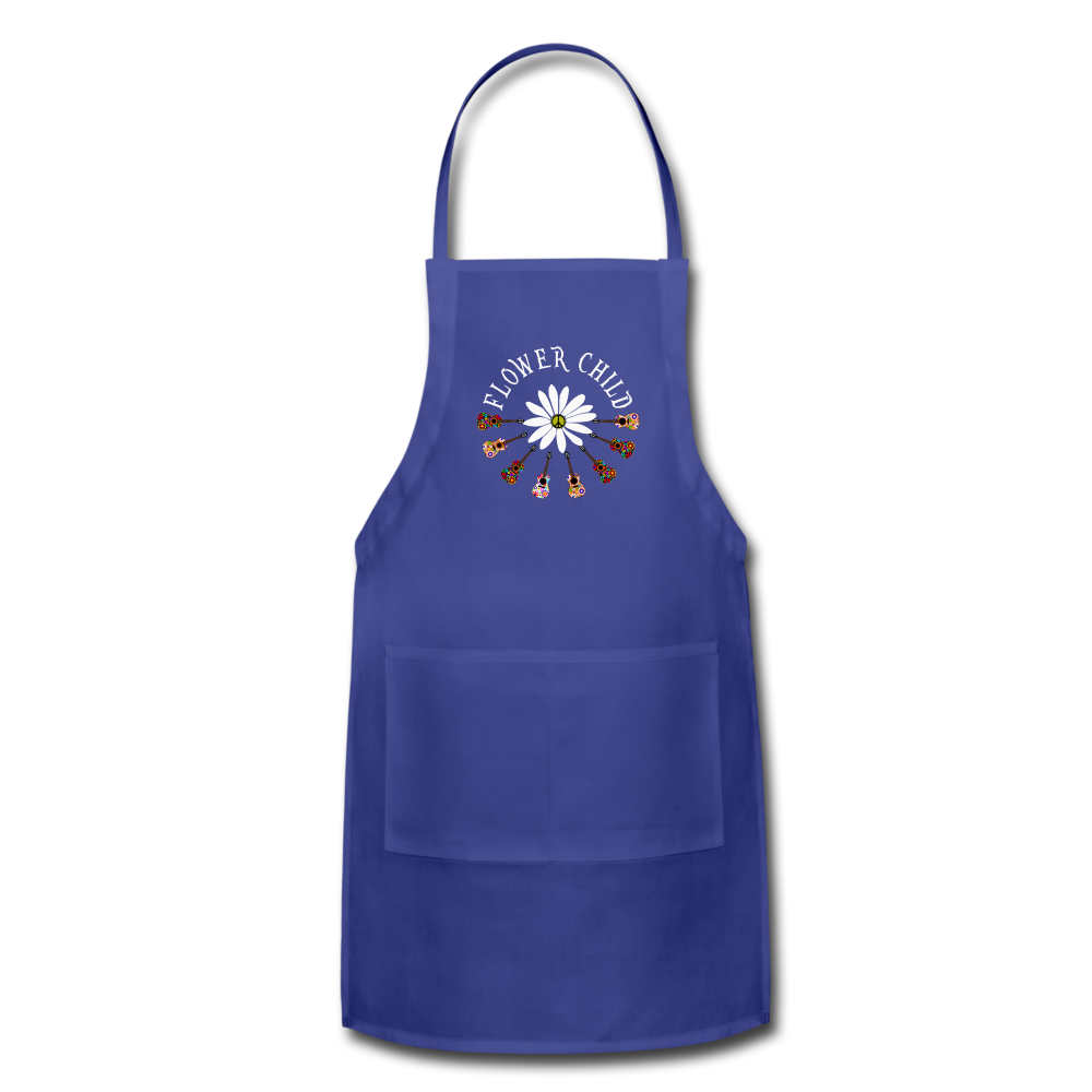 Flower Child - Adjustable Apron - royal blue