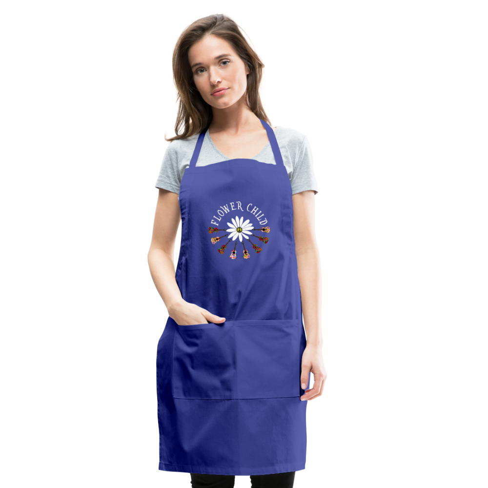 Flower Child - Adjustable Apron - royal blue