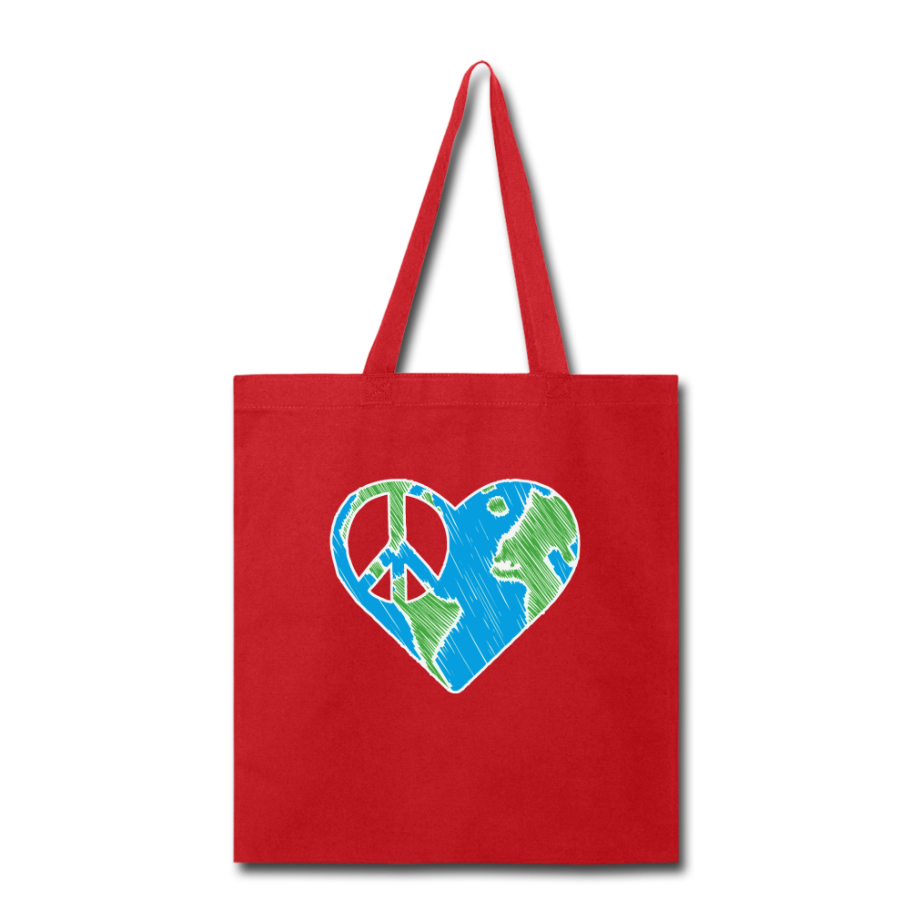 I heart peace- Tote Bag - red