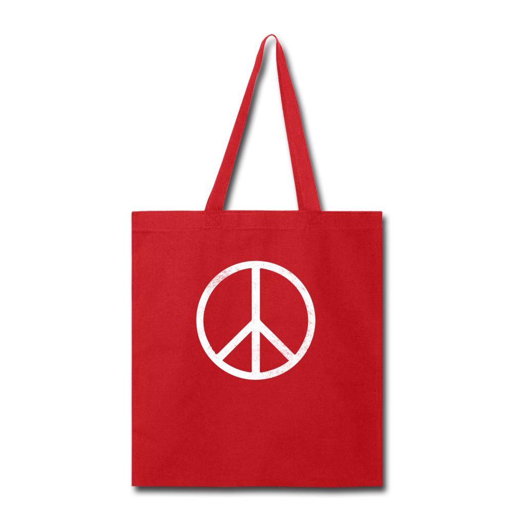 Peace Sign- Tote Bag - red