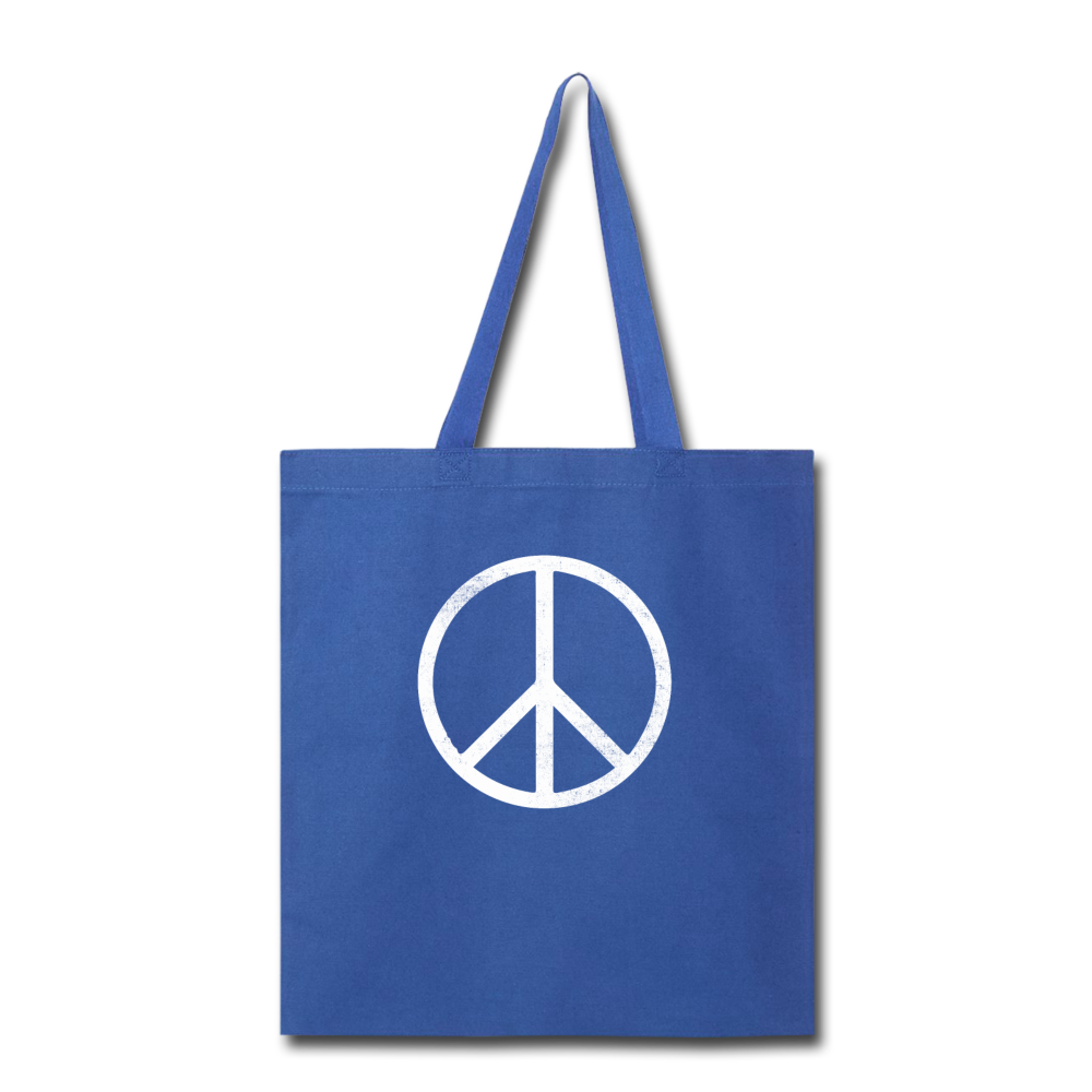 Peace Sign- Tote Bag - royal blue