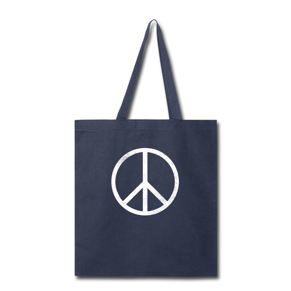 Peace Sign- Tote Bag - navy