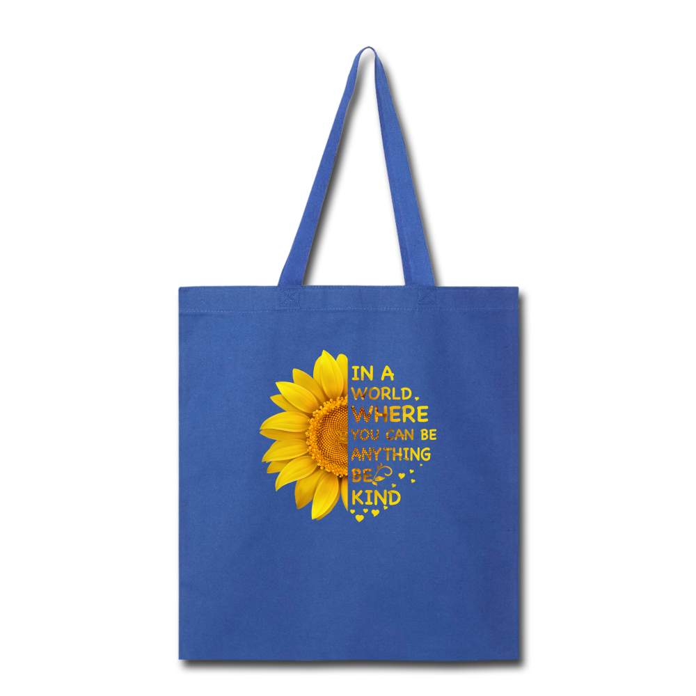 Be Kind- Sunflower- Tote Bag - royal blue