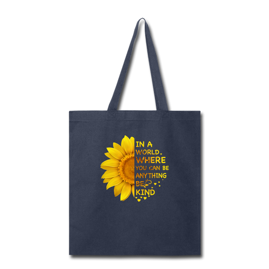 Be Kind- Sunflower- Tote Bag - navy