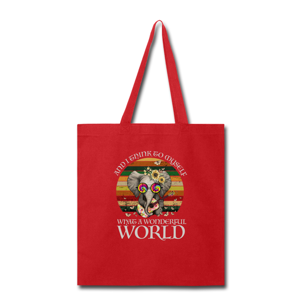 What A Wonderful World- Tote Bag - red
