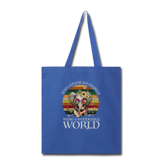 What A Wonderful World- Tote Bag - royal blue