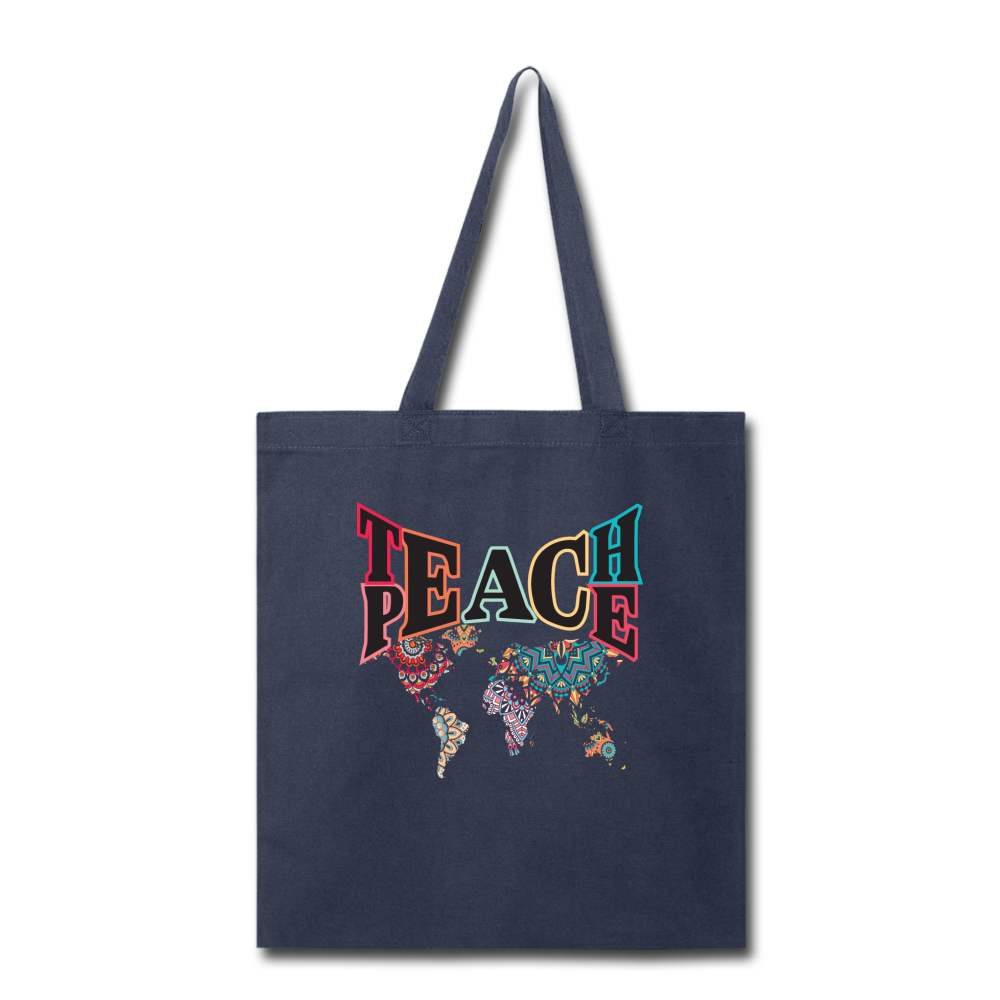 Teach Peace- Tote Bag - navy