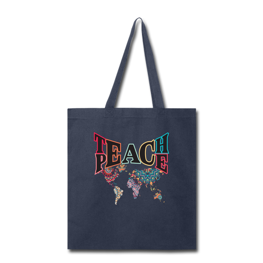 Teach Peace- Tote Bag - navy