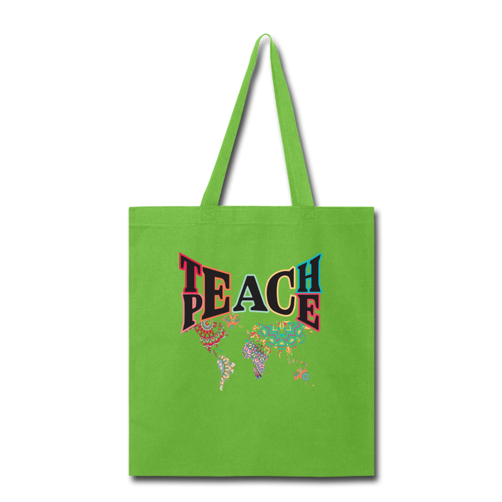 Teach Peace- Tote Bag - lime green