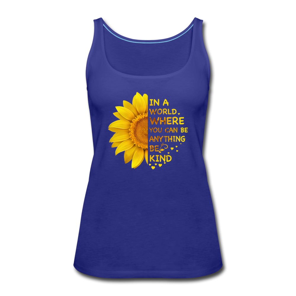 Be Kind Sunflower- Women’s Premium Tank Top - royal blue