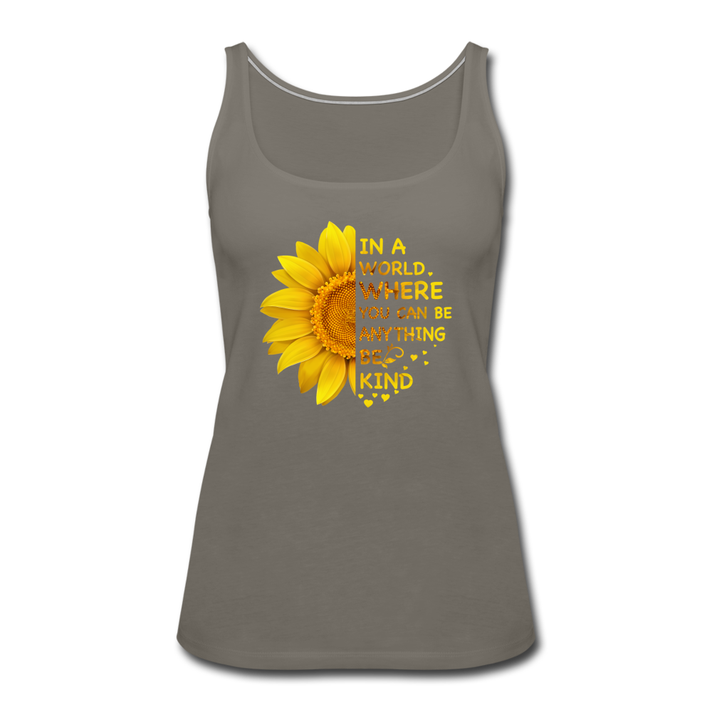 Be Kind Sunflower- Women’s Premium Tank Top - asphalt gray