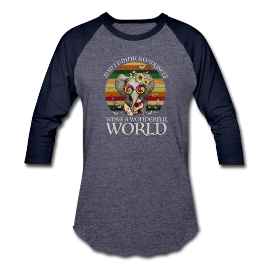 What A Wonderful World- Baseball T-Shirt - heather blue/navy
