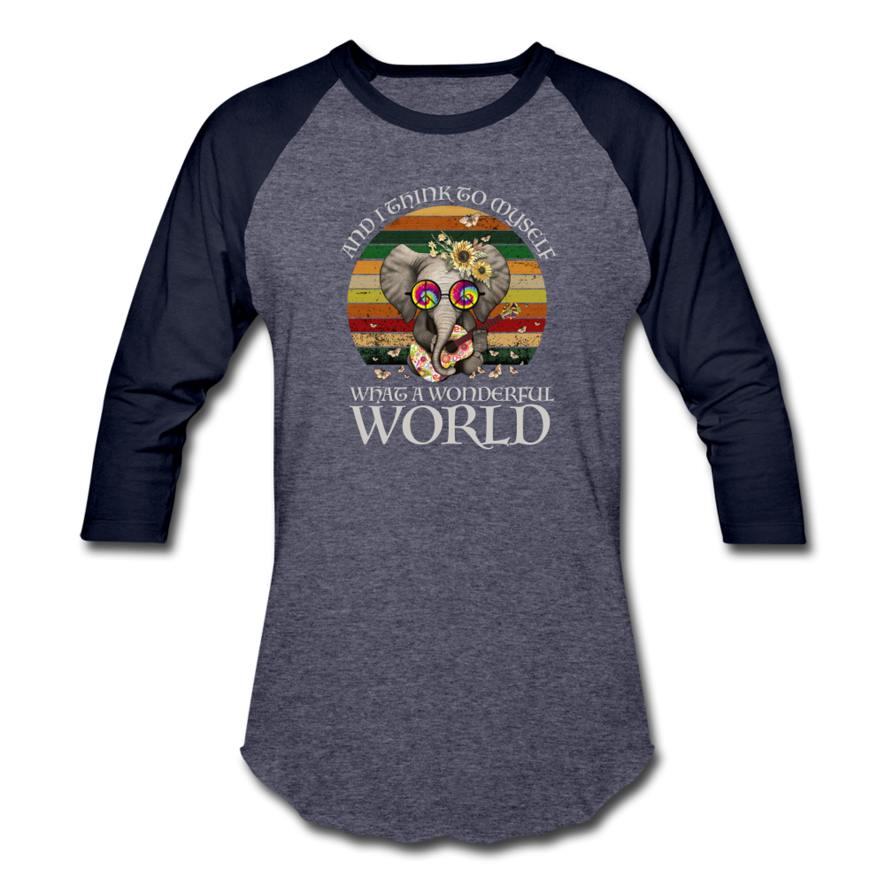 What A Wonderful World- Baseball T-Shirt - heather blue/navy