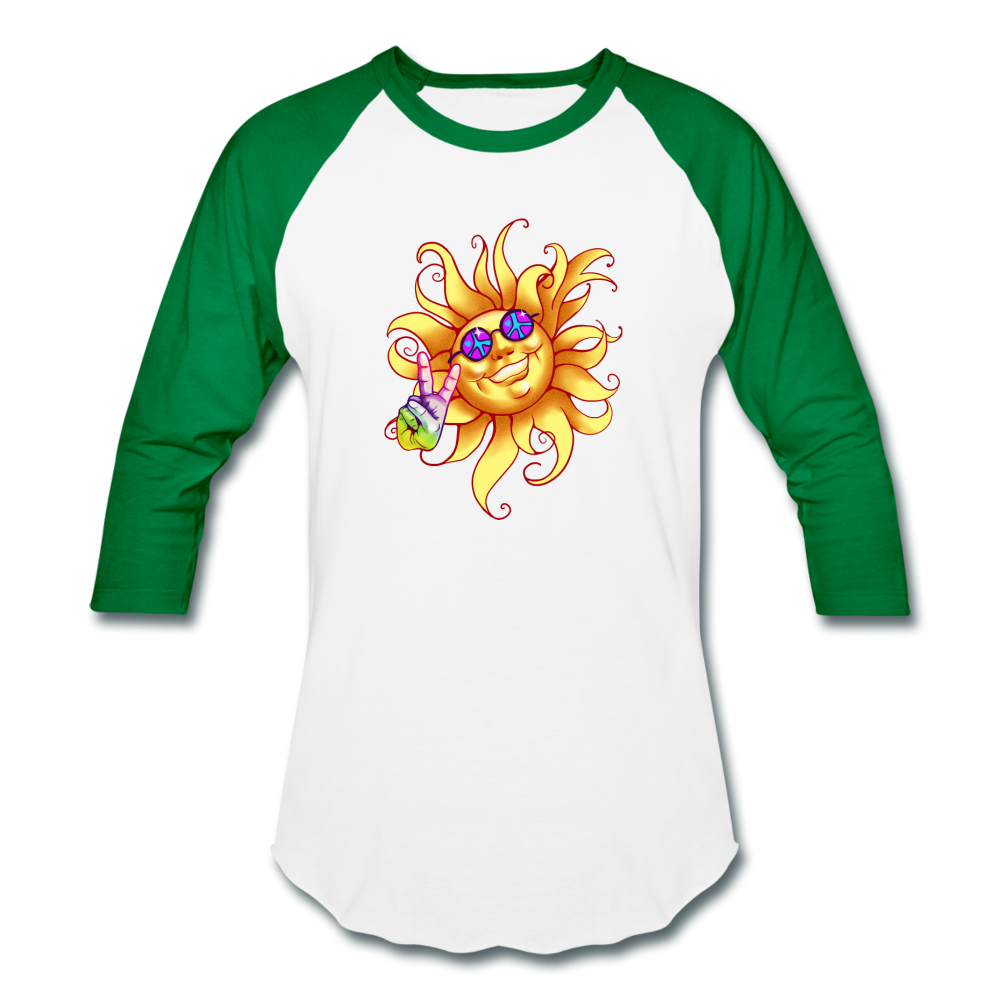 Sun Peace Out- Baseball T-Shirt - white/kelly green