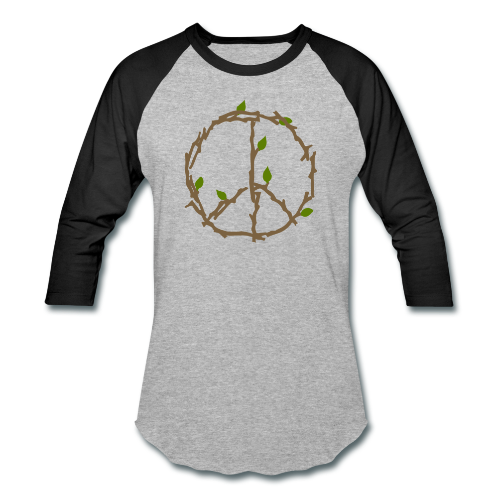 Branches And Leaves- Baseball T-Shirt - heather gray/black