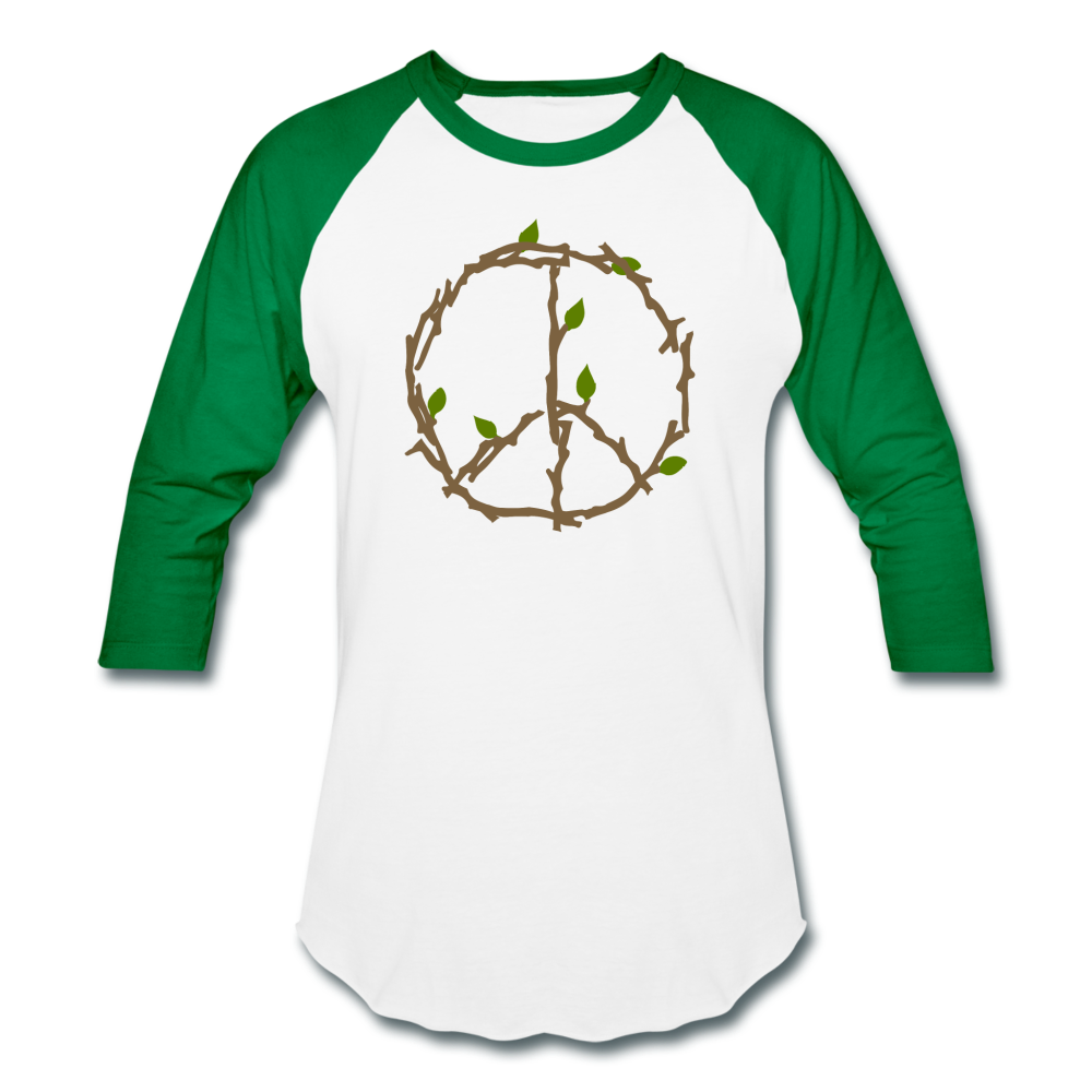 Branches And Leaves- Baseball T-Shirt - white/kelly green