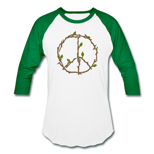 Branches And Leaves- Baseball T-Shirt - white/kelly green