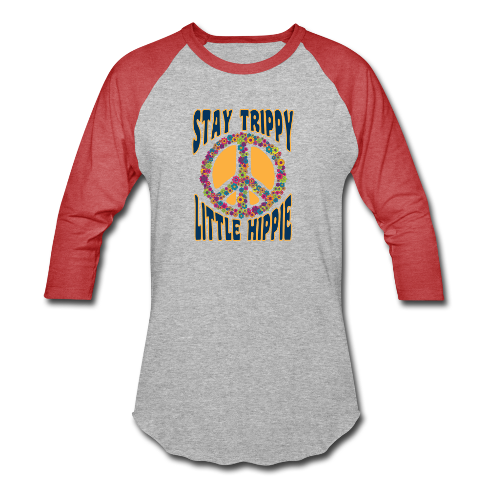 Stay Trippy Little Hippie- Baseball T-Shirt - heather gray/red