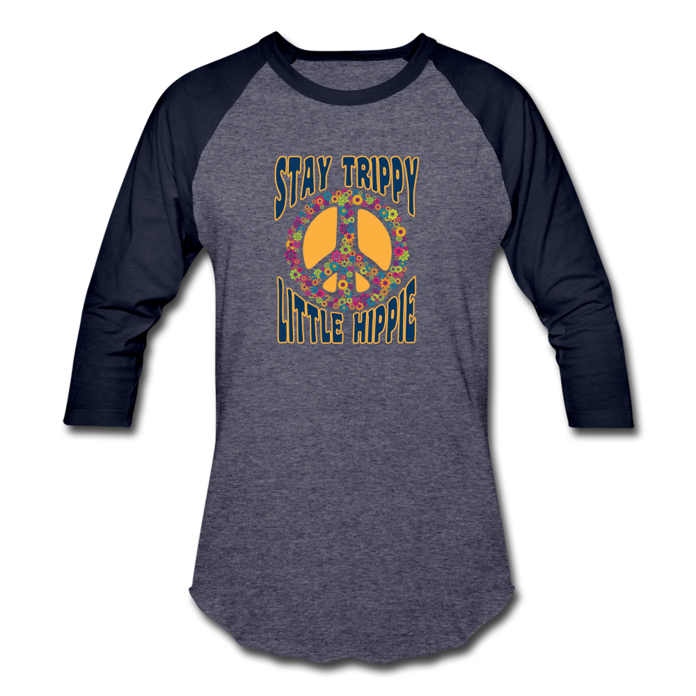 Stay Trippy Little Hippie- Baseball T-Shirt - heather blue/navy