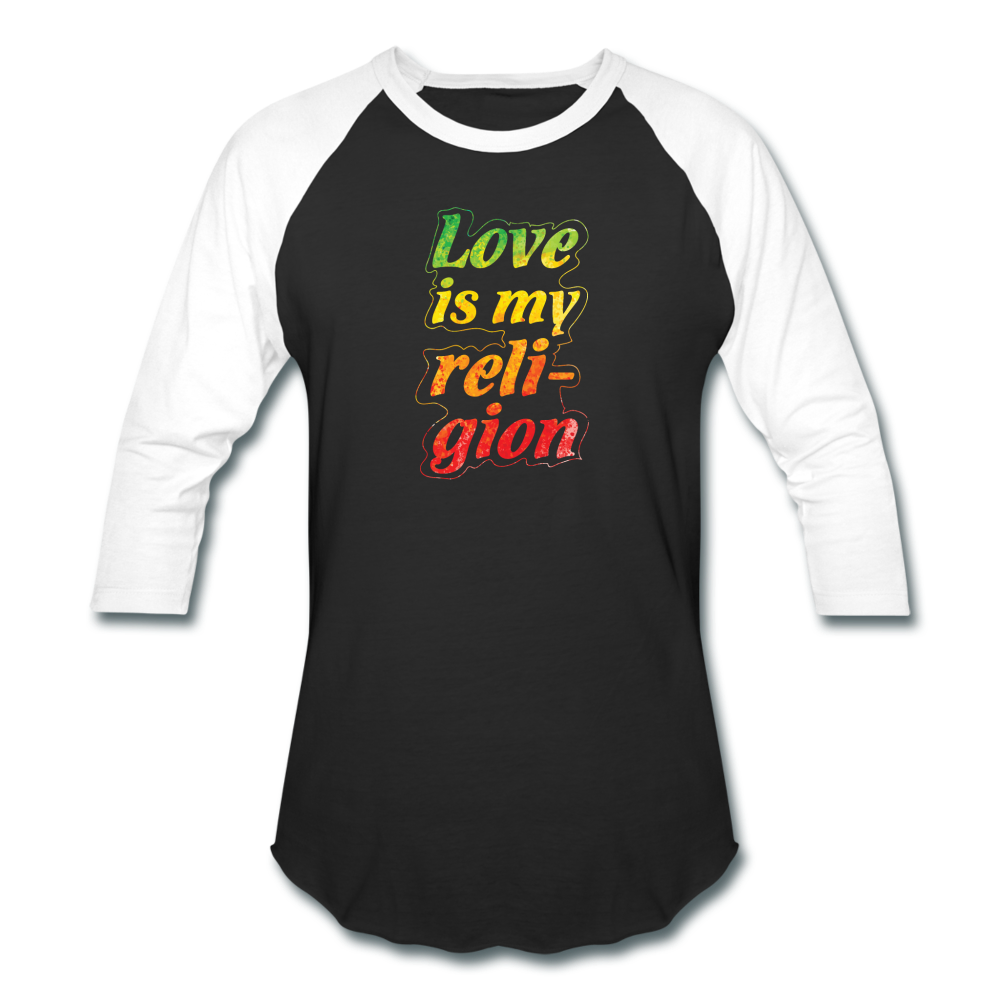 LOVE IS MY RELIGION- Baseball T-Shirt - black/white
