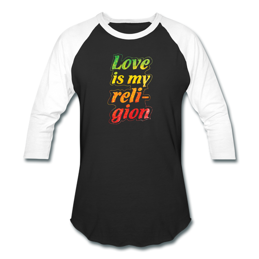 LOVE IS MY RELIGION- Baseball T-Shirt - black/white