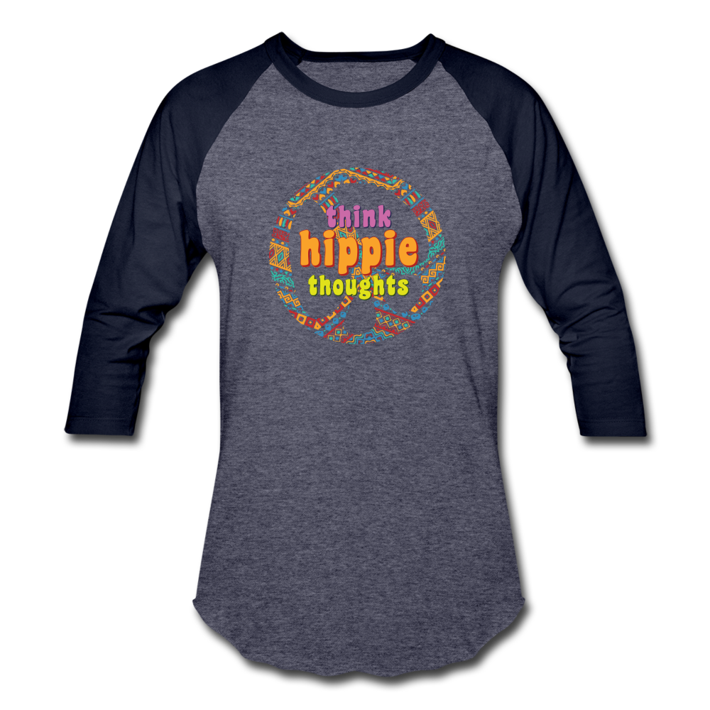Think Hippie Thoughts- Baseball T-Shirt - heather blue/navy