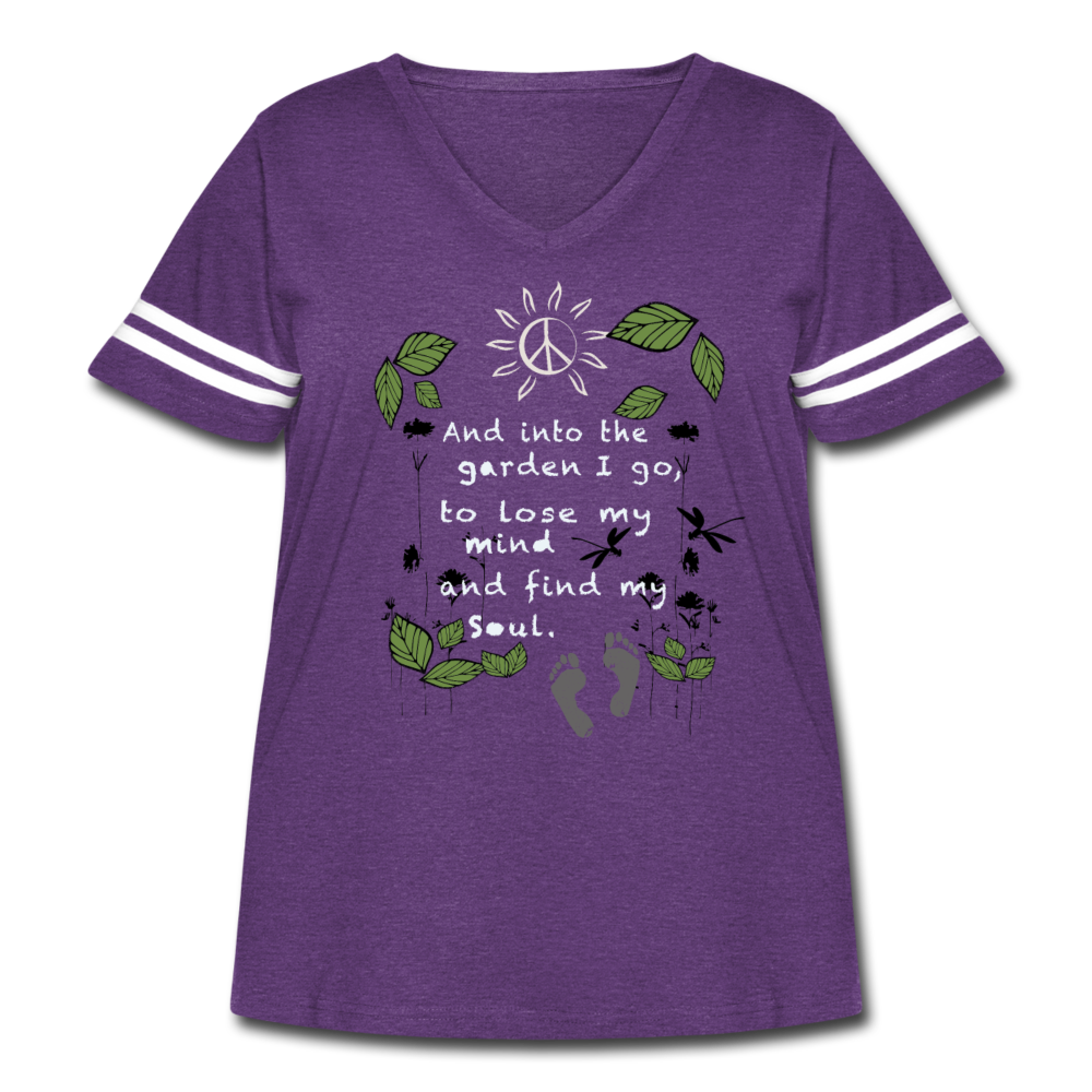 Into The Garden - Women's Curvy Vintage Vneck T-Shirt - vintage purple/white