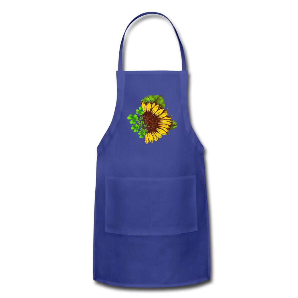 Sunflower-Shamrock- Adjustable Apron - royal blue