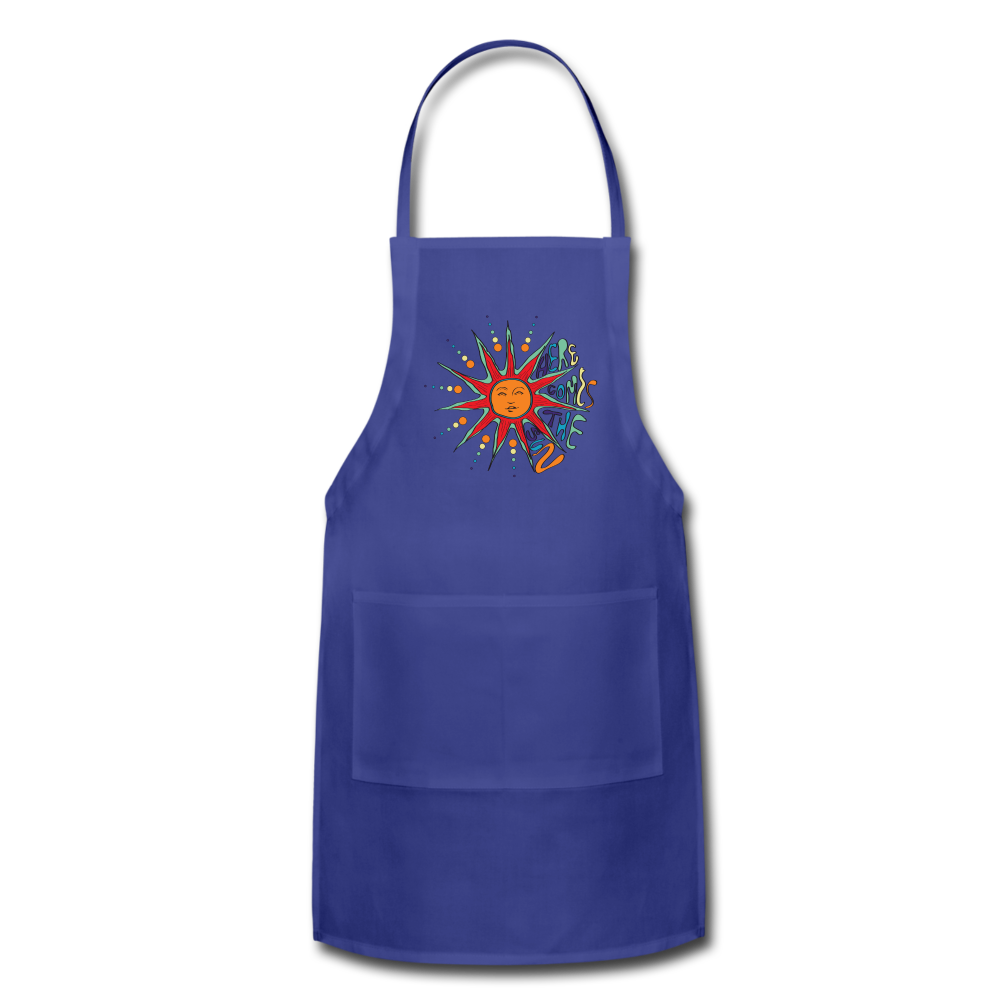 Here Comes The Sun- Adjustable Apron - royal blue