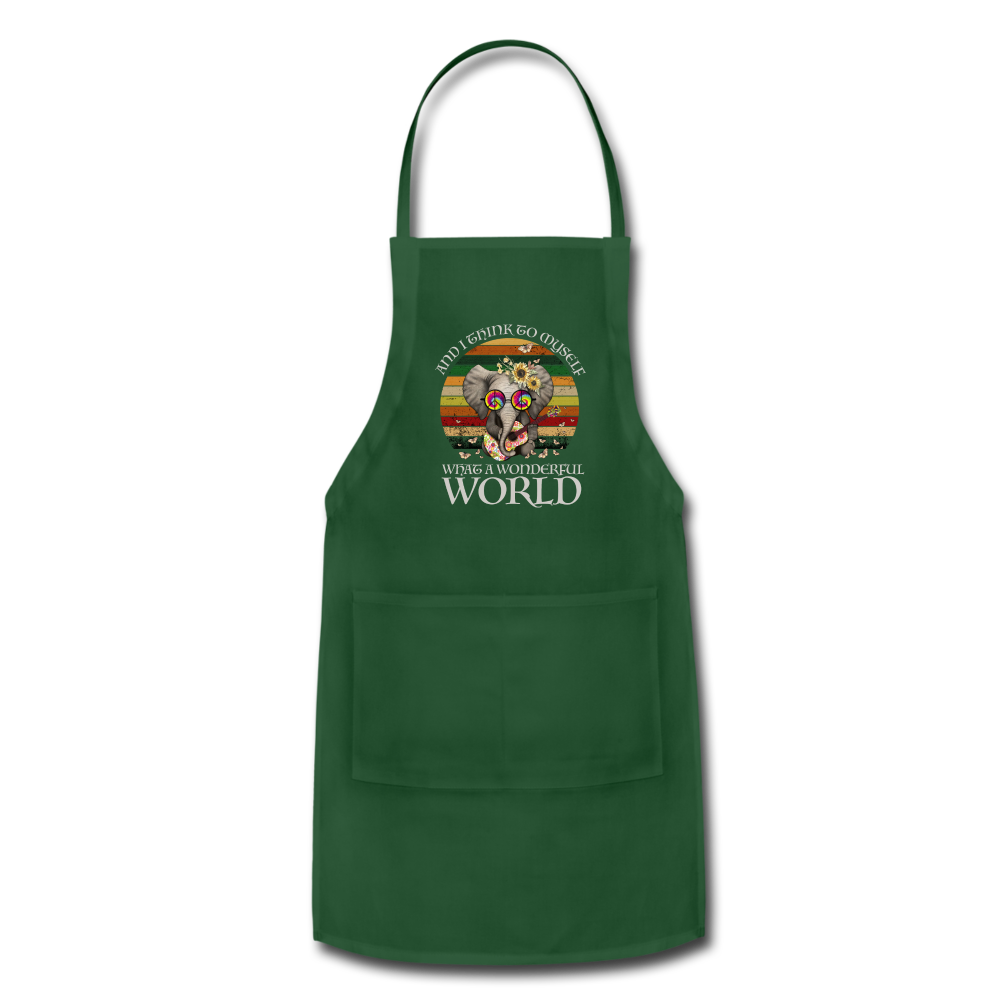 What A Wonderful World- Adjustable Apron - forest green