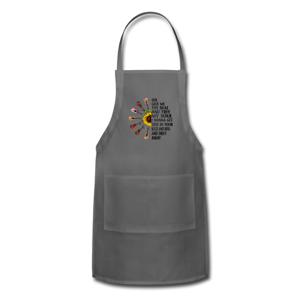 Sunflower rock an roll- Adjustable Apron - charcoal