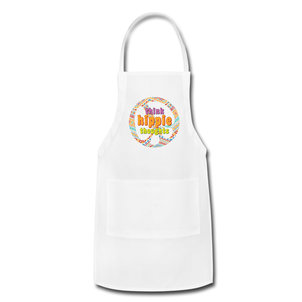 Think Hippie Thoughts- Adjustable Apron - white