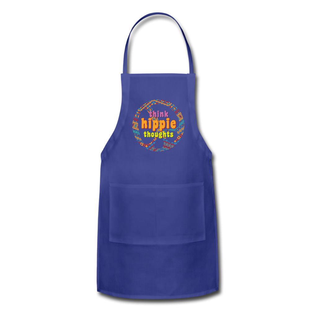 Think Hippie Thoughts- Adjustable Apron - royal blue