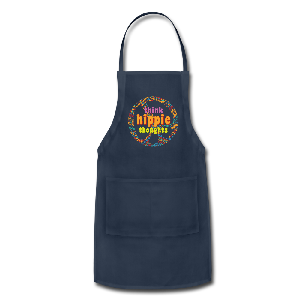 Think Hippie Thoughts- Adjustable Apron - navy