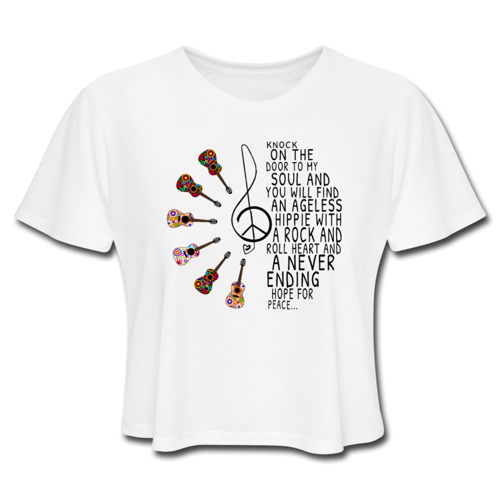 Hippie Soul - Rock n Roll Heart Women's Cropped T-Shirt - white