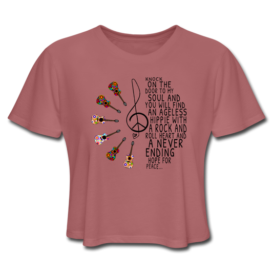 Hippie Soul - Rock n Roll Heart Women's Cropped T-Shirt - mauve