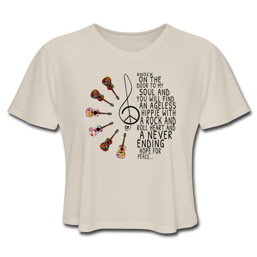 Hippie Soul - Rock n Roll Heart Women's Cropped T-Shirt - dust