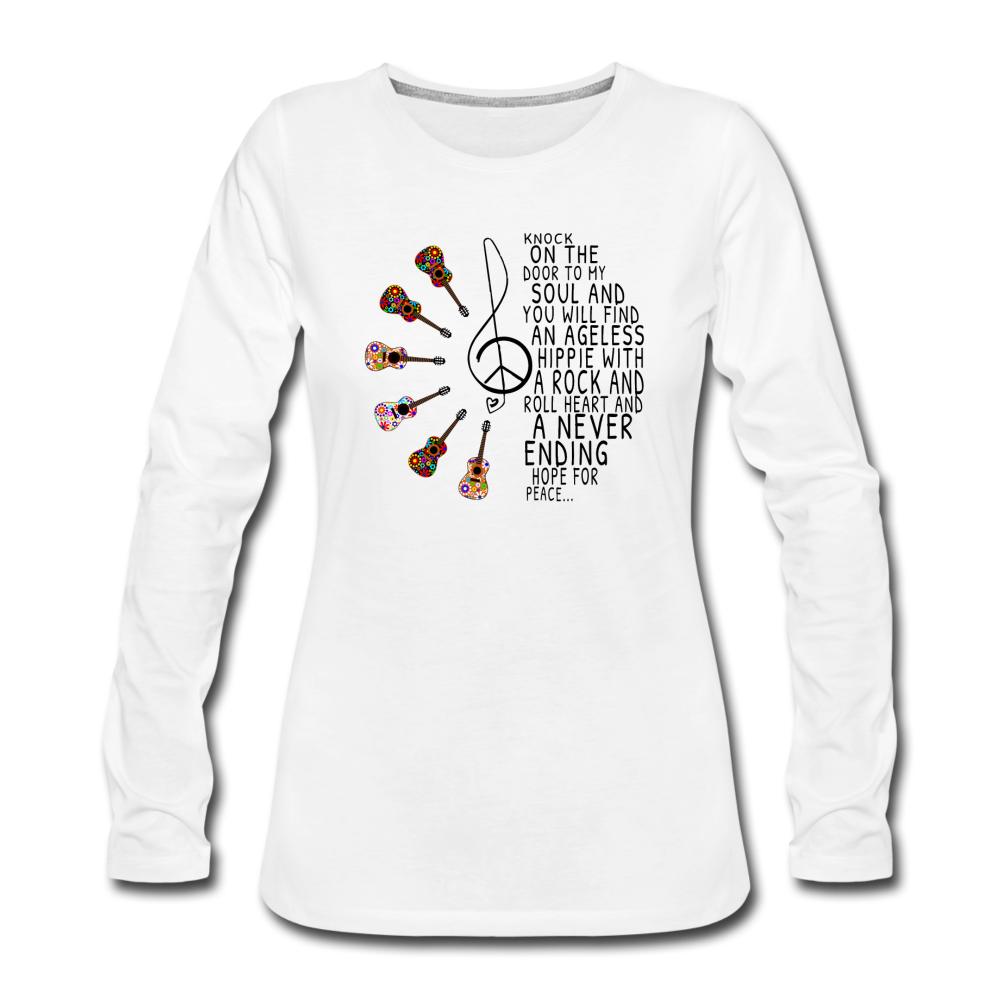 Hippie Soul - Rock n Roll Heart Women's Premium Long Sleeve T-Shirt - white
