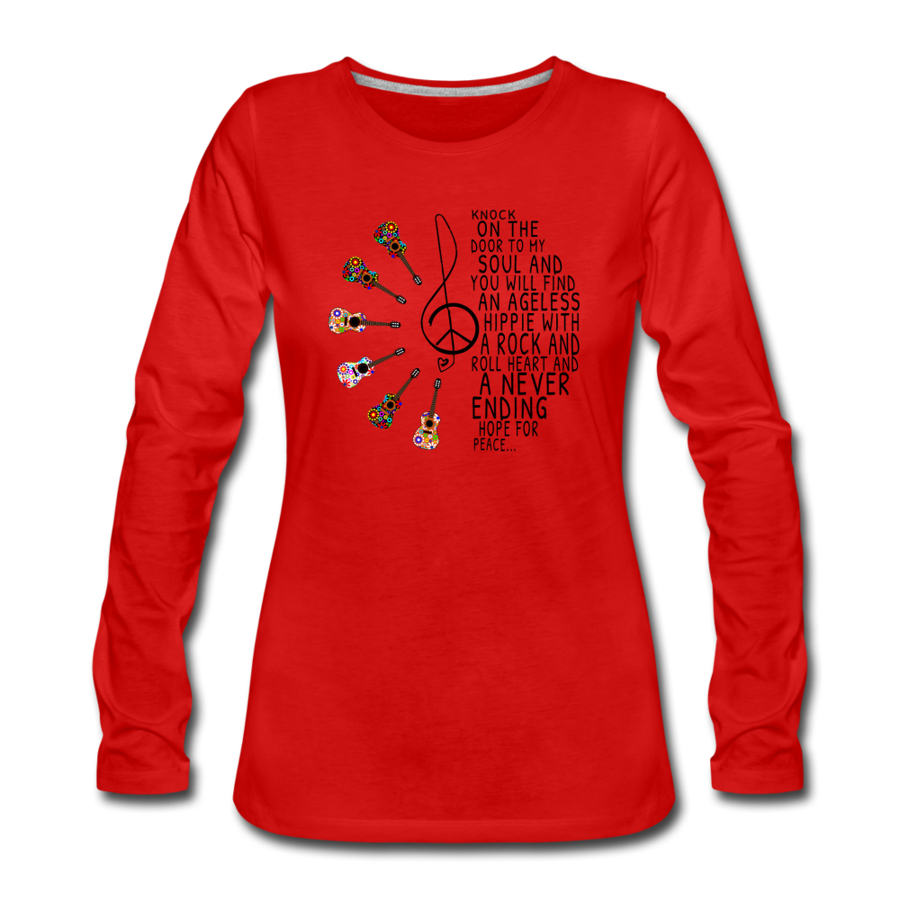 Hippie Soul - Rock n Roll Heart Women's Premium Long Sleeve T-Shirt - red