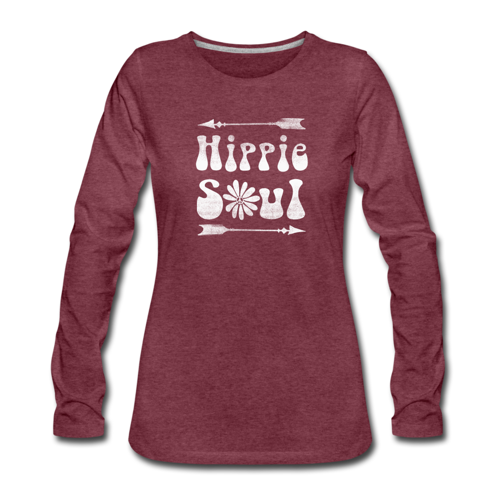 Hippie Soul- Women's Premium Long Sleeve T-Shirt - heather burgundy