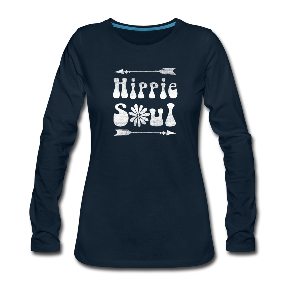 Hippie Soul- Women's Premium Long Sleeve T-Shirt - deep navy
